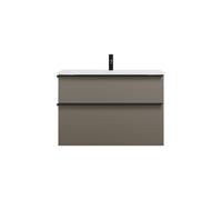 burgbad Eqio lavabo en verre avec meuble sous-lavabo, largeur 920mm, SEYX092F2010A0070G0252, Couleur: Gris brillant / Gris brillant, poignée profilée Noir mat G0252