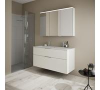 Set burgbad Eqio, composé d'une armoire de toilette à gauche, d'un lavabo en céramique Slim avec 2 trous pour robinetterie et d'un meuble souslavabo, largeur 1220mm, SHCQ122RF2009C0001G0146, Couleur: 