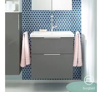 Burgbad Eqio lavabo en cÃ©ramique avec meuble sous-lavabo SEYQ063, largeur 630 mm, Couleur (avant/corps): Gris brillant / Gris brillant, poignÃ©e G0146 - SEYQ063F2010G0146