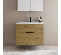 Burgbad Eqio Meuble avec vasque slim en céramique, 2 tiroirs, SHBT082F5662C0001G0200,