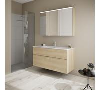 Burgbad Eqio Meuble avec vasque slim en céramique et armoire de toilette, SHCP122LF3180C0001G0146,
