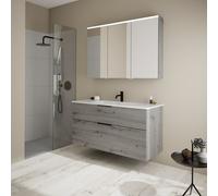 Burgbad Eqio Meuble avec vasque slim en céramique et armoire de toilette, SHCP122RF6015C0001G0200,