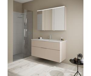 Burgbad Eqio Meuble avec vasque slim en céramique et armoire de toilette, SHCP122RF6583C0001G0146,