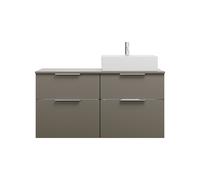 burgbad Eqio meuble sous-lavabo avec plan de toilette, découpe à droite, 4 tiroirs, largeur 1200mm, SGUU120RF2010G0146, Couleur: Gris brillant / Gris brillant, poignée chromée G0146