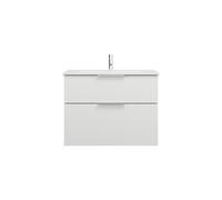 burgbad Eqio Slim lavabo en céramique avec meuble sous-lavabo, 820x490x620mm, SHBT082F6582C0001G0146, Couleur: Blanc mat / Blanc mat, poignée chromée G0146