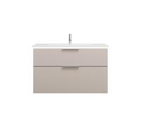 burgbad Eqio Slim lavabo en céramique avec meuble sous-lavabo et éclairage LED, 1020x490x640mm, SHBU102F6583C0001G0146, Couleur: Gris clair mat / Gris clair mat, poignée chromée G0146