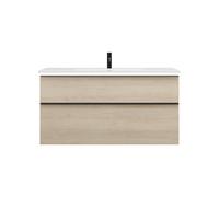 burgbad Eqio Slim lavabo en céramique avec meuble sous-lavabo et éclairage LED, 1220x490x640mm, SHBU122F3180C0001G0252, Couleur: Décor Chêne Cashmere / Décor Chêne Cashmere, Poignée Noir Mat G0252