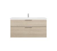 burgbad Eqio Slim lavabo en céramique avec meuble sous-lavabo et éclairage LED, 1220x490x640mm, SHBU122F3180C0001G0146, Couleur: Chêne Décor Cachemire / Chêne Décor Cachemire, manche G0146