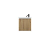 burgbad Eqio Slim lavabo en céramique avec meuble sous-lavabo et éclairage LED, 520x310x520mm, SHCH052F5662C0001G0252, Couleur: Décor Chêne Urbain / Décor Chêne Urbain, Poignée Noir Mat G0252