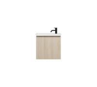 burgbad Eqio Slim lavabo en céramique avec meuble sous-lavabo et éclairage LED, 520x310x520mm, SHCH052F3180C0001G0252, Couleur: Décor Chêne Cashmere / Décor Chêne Cashmere, Poignée Noir Mat G0252