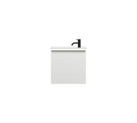 burgbad Eqio Slim lavabo en céramique avec meuble sous-lavabo et éclairage LED, 520x310x520mm, SHCH052F2009C0001G0252, Couleur: Blanc brillant / Blanc brillant, poignée noire mate G0252