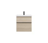 burgbad Eqio Slim lavabo en céramique avec meuble sous-lavabo et éclairage LED, 620x490x640mm, SHBU062F3180C0001G0252, Couleur: Décor Chêne Cashmere / Décor Chêne Cashmere, Poignée Noir Mat G0252