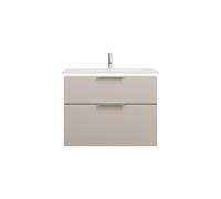 burgbad Eqio Slim lavabo en céramique avec meuble sous-lavabo et éclairage LED, 820x490x640mm, SHBU082F6583C0001G0146, Couleur: Gris clair mat / Gris clair mat, poignée chromée G0146
