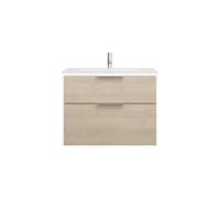 burgbad Eqio Slim lavabo en céramique avec meuble sous-lavabo et éclairage LED, 820x490x640mm, SHBU082F3180C0001G0146, Couleur: Chêne Décor Cachemire / Chêne Décor Cachemire, manche G0146