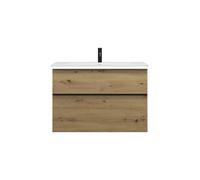 burgbad Eqio Slim lavabo en céramique avec meuble sous-lavabo et éclairage LED, 920x490x640mm, SHBU092F5662C0001G0252, Couleur: Décor Chêne Urbain / Décor Chêne Urbain, Poignée Noir Mat G0252