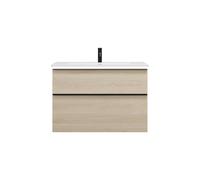 burgbad Eqio Slim lavabo en céramique avec meuble sous-lavabo et éclairage LED, 920x490x640mm, SHBU092F3180C0001G0252, Couleur: Décor Chêne Cashmere / Décor Chêne Cashmere, Poignée Noir Mat G0252