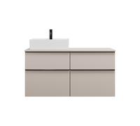 burgbad Eqio vasque à poser en céramique, carré, à gauche, avec meuble sous-lavabo à 4 tiroirs, largeur 1200mm, SGUS120LF6583C0001G0252, Couleur: Gris clair mat / Gris clair mat, poignée profilée noir
