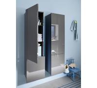 burgbad Essento Armoire haute avec 2 portes, charnière de porte à gauche, largeur : 400mm, HSCF040LF0908G0000, Couleur: Acrylique Blanc Brillant / Acrylique Blanc Brillant Grifflos G0000