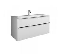 burgbad Fiumo, lavabo en fonte minérale avec meuble sous-lavabo, avec façade plissée largeur 1220mm, SFXN122F3960G0146, Couleur: Tectona décor cannelle / Tectona décor cannelle, poignée chrome G0146