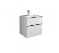 burgbad Fiumo, lavabo en fonte minérale avec meuble sous-lavabo, avec façade plissée largeur 620mm, SFXN062F3960G0146, Couleur: Tectona décor cannelle / Tectona décor cannelle, poignée chrome G0146