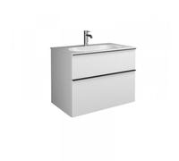 burgbad Fiumo, lavabo en fonte minérale avec meuble sous-lavabo, avec façade plissée largeur 820mm, SFXN082F3960G0146, Couleur: Tectona décor cannelle / Tectona décor cannelle, poignée chrome G0146