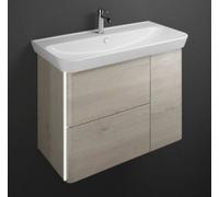 burgbad Iveo lavabo en céramique avec meuble sous-lavabo, avec éclairage LED du lavabo, version gauche, largeur : 1000mm, SFFR100LF2834G0169, Couleur: Chêne Décor Flanelle / Chêne Décor Flanelle