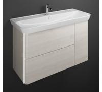 burgbad Iveo lavabo en céramique avec meuble sous-lavabo, avec éclairage LED du lavabo, version gauche, largeur : 1200mm, SFFR120LF2835G0169, Couleur: Chêne Décor Mérinos / Chêne Décor Mérinos