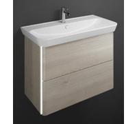 burgbad Iveo lavabo en céramique avec meuble sous-lavabo, avec éclairage LED pour meuble sous-lavabo, largeur : 1000mm, SFEY100F2834G0169, Couleur: Chêne Décor Flanelle / Chêne Décor Flanelle