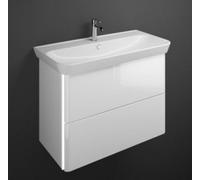 burgbad Iveo lavabo en céramique avec meuble sous-lavabo, avec éclairage LED pour meuble sous-lavabo, largeur : 1000mm, SFEY100F2833G0169, Couleur: Blanc Brillant / Mélaminé Blanc