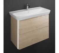 burgbad Iveo lavabo en céramique avec meuble sous-lavabo, avec éclairage LED pour meuble sous-lavabo, largeur : 1000mm, SFEY100F2747G0169, Couleur: Décor Chêne Cachemire / Décor Chêne Cachemire