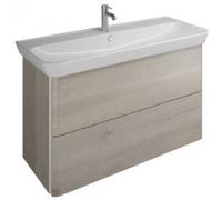 burgbad Iveo lavabo en céramique avec meuble sous-lavabo, largeur : 1200mm, SFEN120F2834G0161, Couleur: Décor flanelle chêne / Décor flanelle chêne Décor flanelle Décor flanelle, barre de poignée vert