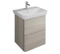 burgbad Iveo lavabo en céramique avec meuble sous-lavabo, largeur : 650mm, SFEN065F2834G0162, Couleur: Chêne décor flanelle / chêne décor flanelle, poignée verticale en bandeau gris foncé G0162