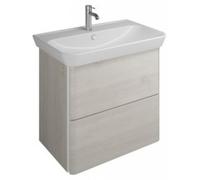 burgbad Iveo lavabo en céramique avec meuble sous-lavabo, largeur : 800mm, SFEN080F2835G0161, Couleur: Chêne Décor Mérinos / Chêne Décor Mérinos, manche vertical Blanc G0161