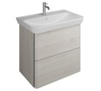 burgbad Iveo lavabo en céramique avec meuble sous-lavabo, largeur : 800mm, SFEN080F2835G0162, Couleur: Décor chêne Mérino / Décor chêne Mérino, poignée verticale en bandeau gris foncé G0162