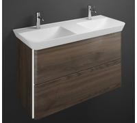 burgbad Iveo lavabo en fonte minérale avec meuble sous-lavabo, avec éclairage LED, largeur : 1200mm, SFFU120F2748G0169, Couleur: Décor de châtaigne Truffe / Décor de châtaigne Truffe / Décor de châtai