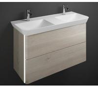 burgbad Iveo lavabo en fonte minérale avec meuble sous-lavabo, avec éclairage LED, largeur : 1200mm, SFFU120F2834G0169, Couleur: Chêne Décor Flanelle / Chêne Décor Flanelle