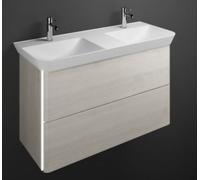 burgbad Iveo lavabo en fonte minérale avec meuble sous-lavabo, avec éclairage LED, largeur : 1200mm, SFFU120F2835G0169, Couleur: Chêne Décor Mérinos / Chêne Décor Mérinos