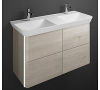 burgbad Iveo lavabo en fonte minérale avec meuble sous-lavabo, avec éclairage LED, largeur : 1200mm, SFFY120F2834G0169, Couleur: Chêne Décor Flanelle / Chêne Décor Flanelle