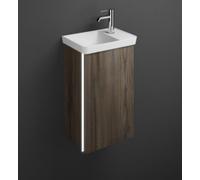 burgbad Iveo lavabo en fonte minérale avec meuble sous-lavabo, avec éclairage LED, version gauche, largeur : 440mm, SFGX044LF2748G0169, Couleur: Décor de châtaigne Truffe / Décor de châtaigne Truffe /