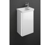 burgbad Iveo lavabo en fonte minérale avec meuble sous-lavabo, avec éclairage LED, version gauche, largeur : 440mm, SFGX044LF2833G0169, Couleur: Blanc Brillant / Mélaminé Blanc