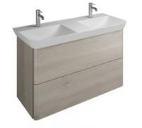burgbad Iveo lavabo en fonte minérale avec meuble sous-lavabo, largeur : 1200mm, SFEO120F2834G0162, Couleur: Chêne décor flanelle / chêne décor flanelle, poignée verticale en bandeau gris foncé G0162
