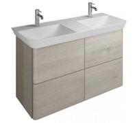 burgbad Iveo lavabo en fonte minérale avec meuble sous-lavabo, largeur : 1200mm, SFFX120F2834G0162, Couleur: Chêne décor flanelle / chêne décor flanelle, poignée verticale en bandeau gris foncé G0162