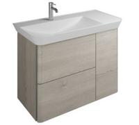 burgbad Iveo lavabo en fonte minérale avec meuble sous-lavabo, version gauche, largeur : 1000mm, SFFV100LF2834G0162, Couleur: Chêne décor flanelle / chêne décor flanelle, poignée verticale en bandeau