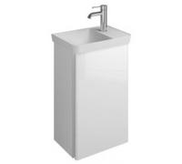 burgbad Iveo lavabo en fonte minérale avec meuble sous-lavabo, version gauche, largeur : 440mm, SFFZ044LF2835G0198, Couleur: Chêne Décor Mérinos / Chêne Décor Mérinos, manche vertical Or G0198