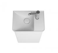 burgbad Iveo lavabo en fonte minérale avec meuble sous-lavabo, version gauche, largeur : 440mm, SFFZ044LF2833G0161, Couleur: Blanc Brillant / Mélaminé Blanc, poignée verticale Blanc G0161