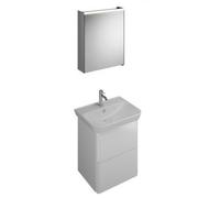 burgbad Iveo set lavabo en céramique avec meuble sous-lavabo, version gauche, largeur : 650mm, SFHJ065LF2748G0198, Couleur: Décor Truffe Châtaigne / Décor Truffe Châtaigne, manche vertical Goldfarbig 