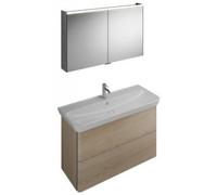 burgbad Iveo set vasque céramique avec meuble sous-lavabo, largeur : 1200mm, SFHJ120F2747G0162, Couleur: Décor Chêne Cachemire / Décor Chêne Cachemire, manche vertical Gris foncé G0162