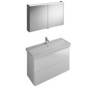 burgbad Iveo set vasque céramique avec meuble sous-lavabo, largeur : 1200mm, SFHJ120F2747G0198, Couleur: Chêne Décor Cachemire / Chêne Décor Cachemire, Poignée Verticale Or G0198