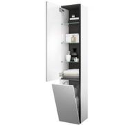 burgbad Junit Armoire hautt HSIG035, charnières à gauche, 1 porte, 1 compartiment à linge, largeur : 350mm, HSIG035LF3148G0175, Couleur: Blanc Brillant / Blanc Brillant / Blanc Brillant
