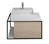 burgbad Junit lavabo en céramique avec meuble sous-lavabo SFKE076, version gauche, largeur : 765mm, SFKE076LF3150G0175, Couleur: Décor Chêne Cachemire / Décor Chêne Cachemire